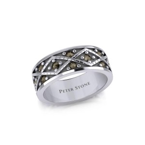Weave Design Band Ring with Marcasite