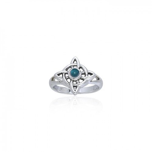 Wheel Of Being Silver and Blue Topaz Ring