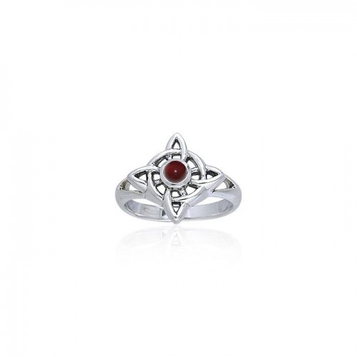 Wheel Of Being Silver and Garnet Ring
