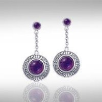 Wheel of the Year Silver Earrings with Amethyst