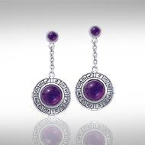 Wheel of the Year Silver Earrings with Amethyst