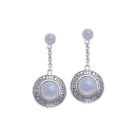 Wheel of the Year Silver Earrings with Rainbow Moonstone