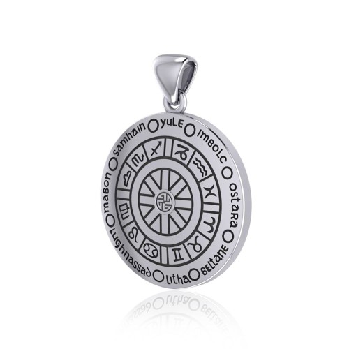Wheel of the Year Silver Pendant