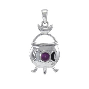 Witches Cauldron Silver & Amethyst Pendant