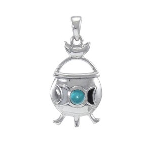 Witches Cauldron Silver & Blue Topaz Pendant