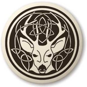 Stag - The Horned God Round Porcelain Necklace