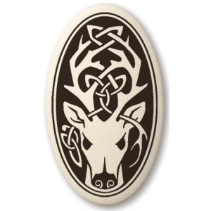 Stag - The Horned God Oval Porcelain Necklace