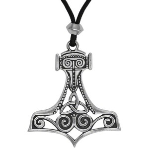 Thors Hammer Openwork Asatru Pewter Necklace