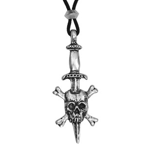 Pirate Skull Dagger Pewter Necklace