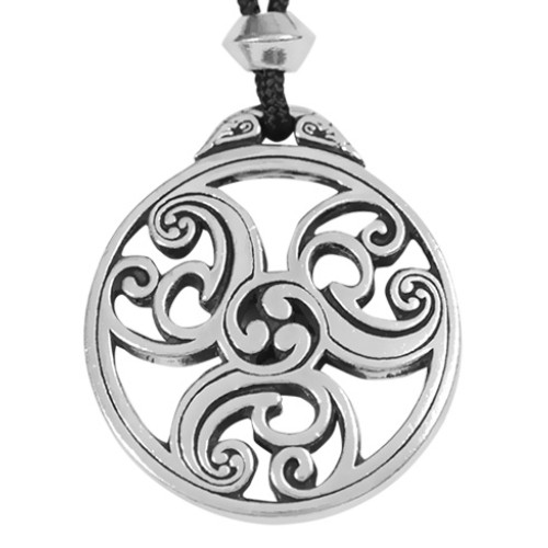 Celtic Triscele Spiral Pewter Necklace