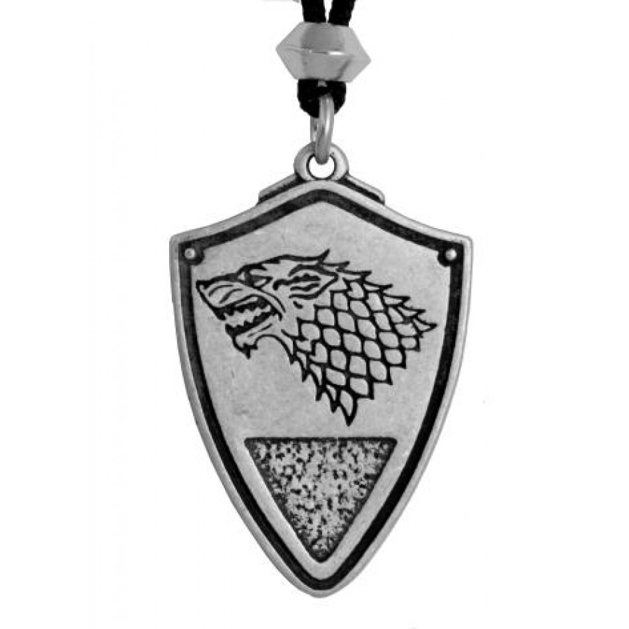 Detailed depiction of house stark's direwolf sigil on a shield