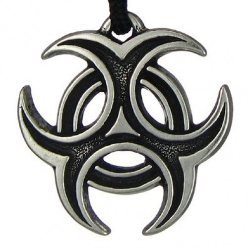 Triple Crescent Moon Witches Rune Pewter Necklace