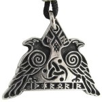 Valknut Raven Warrior Odin Huginn and Muninn Pewter Necklace