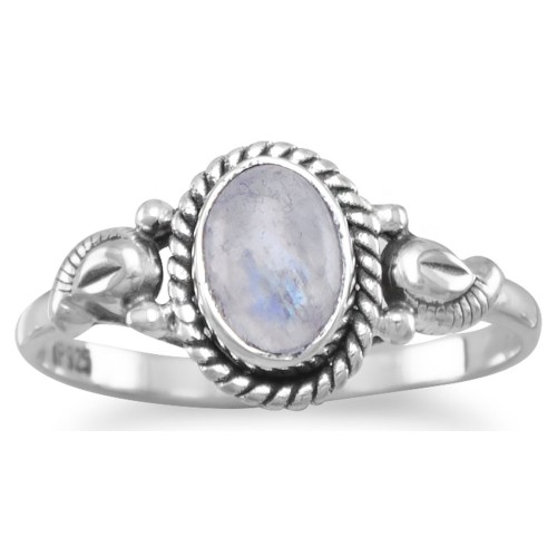 Rainbow Moonstone Sterling Silver Ring