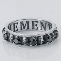 Memento Mori Skull Band Ring Sterling Silver with Gemstones