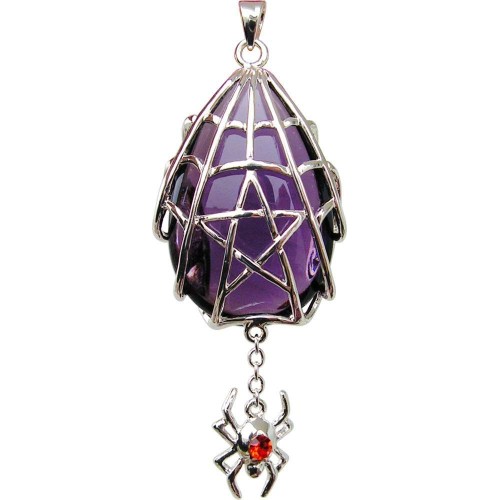 Spyder Pentacle Crystal Keeper Spider Gothic Necklace